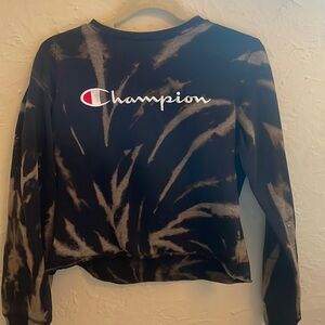 Champion girls cropped bleach dyed hoodie